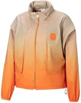 Women's Convertible-Sleeve Woven Jacket, Orange, XL