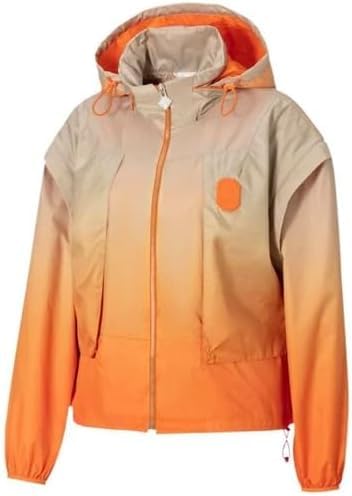 Women's Convertible-Sleeve Woven Jacket, Orange, XL