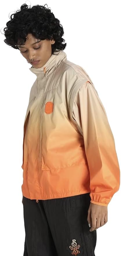 Women's Convertible-Sleeve Woven Jacket, Orange, XL