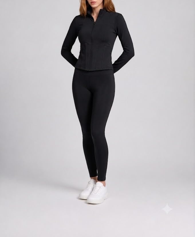 Women's Full-Zip Jacket and High-Waist Leggings Set