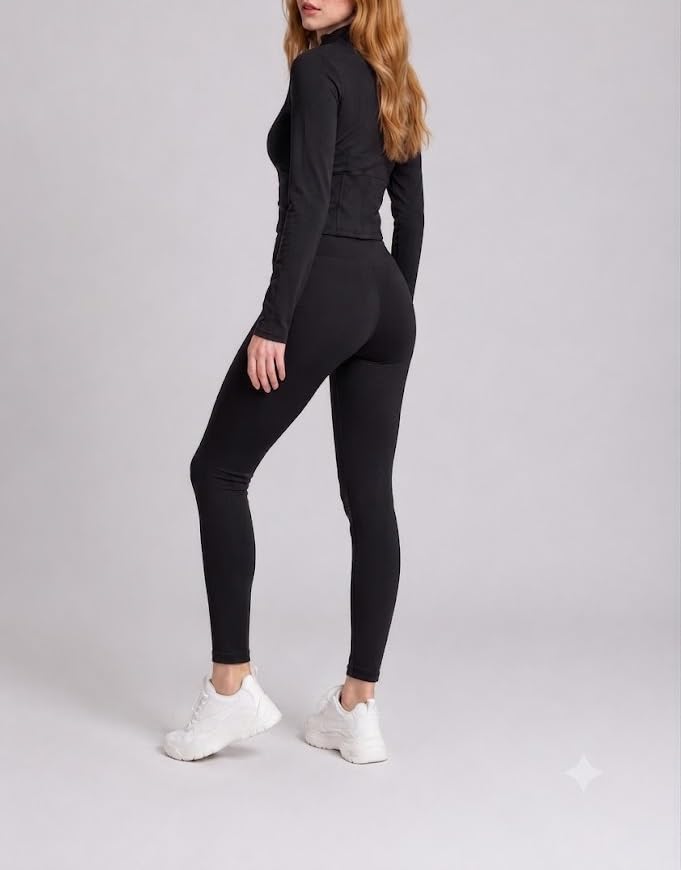 Women's Full-Zip Jacket and High-Waist Leggings Set
