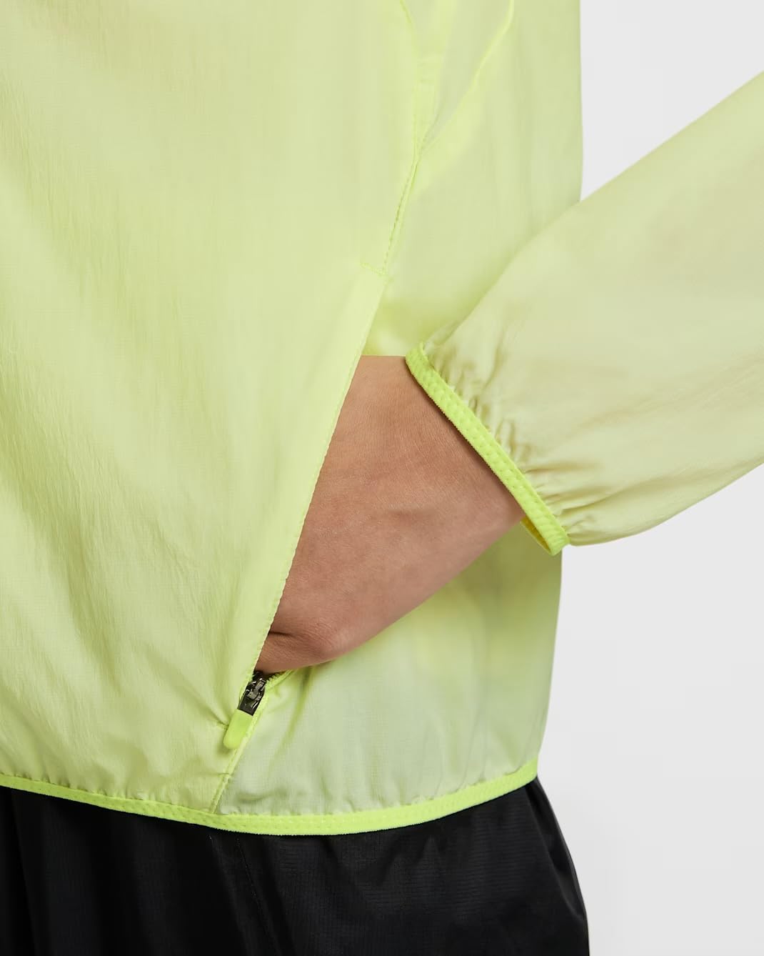 Women's Packable Nylon Running Jacket, Yellow, Medium