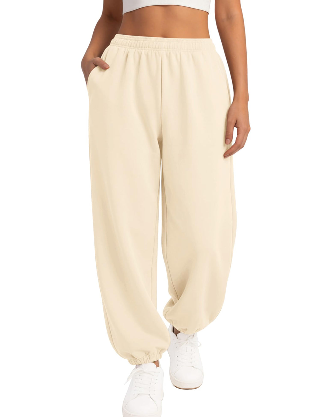 Women's Relaxed Fleece Sweatpants with Foldover Waist