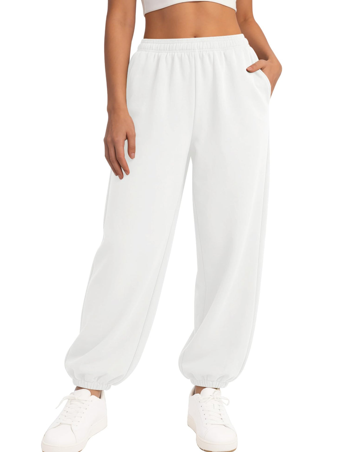 Women's Relaxed Fleece Sweatpants with Foldover Waist