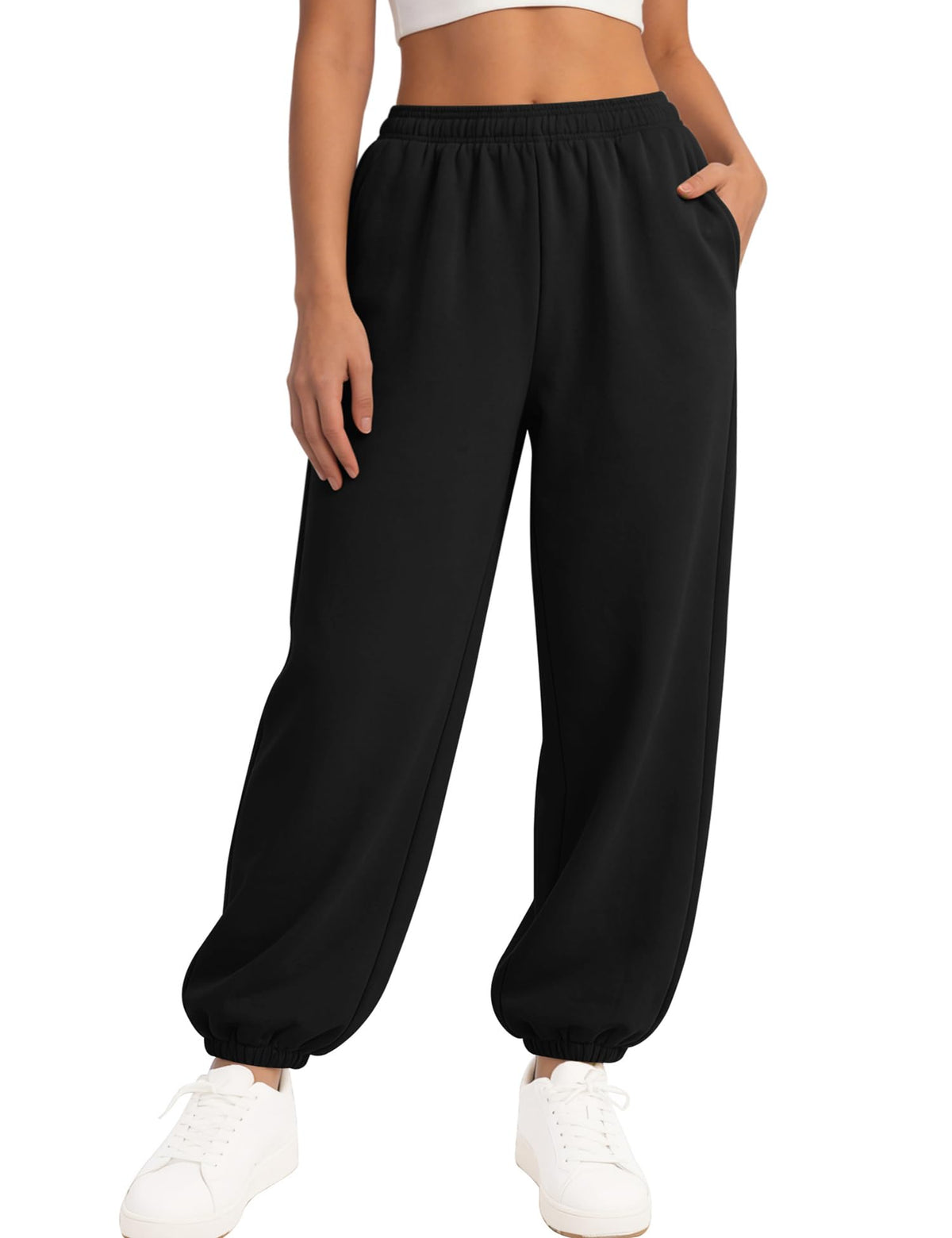 Women's Relaxed Fleece Sweatpants with Foldover Waist