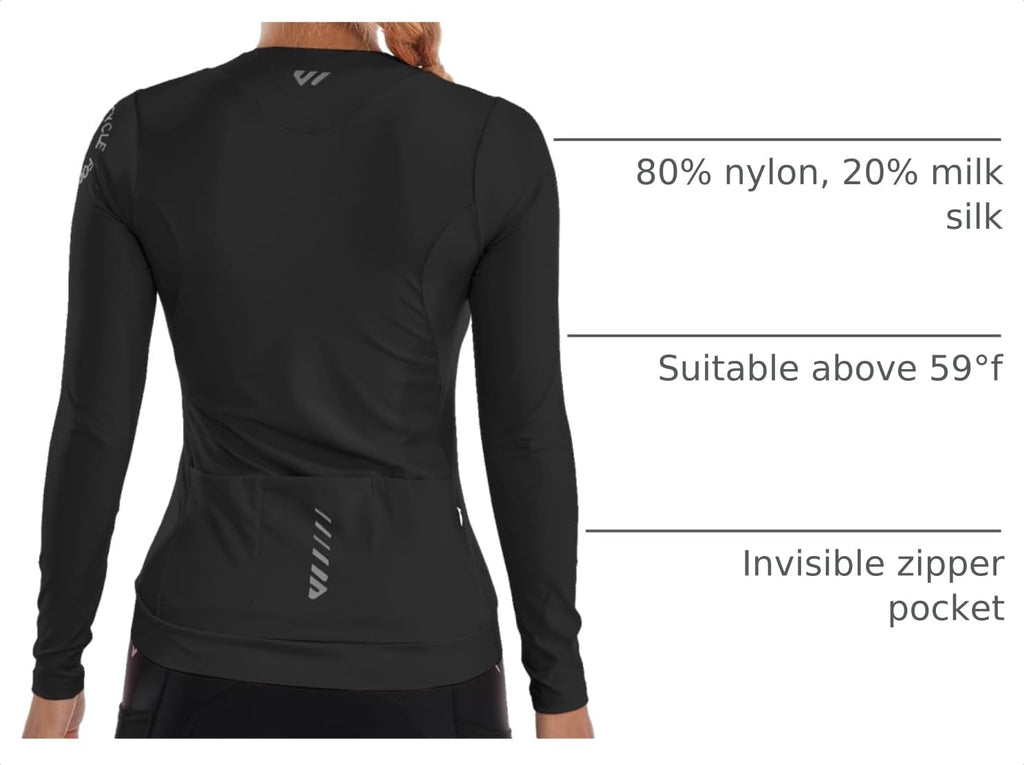 Women's Thermal Long-Sleeve Cycling Top with Rear Pockets