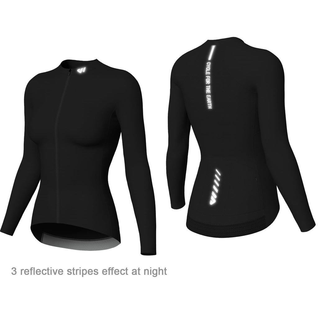 Women's Long-Sleeve Cycling Jersey with Four Rear Pockets