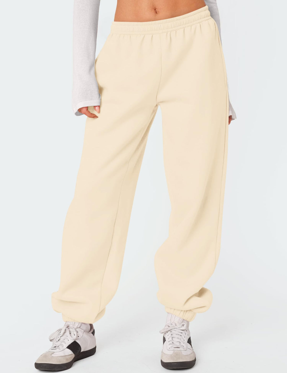 Women's Relaxed Fleece Sweatpants with Foldover Waist