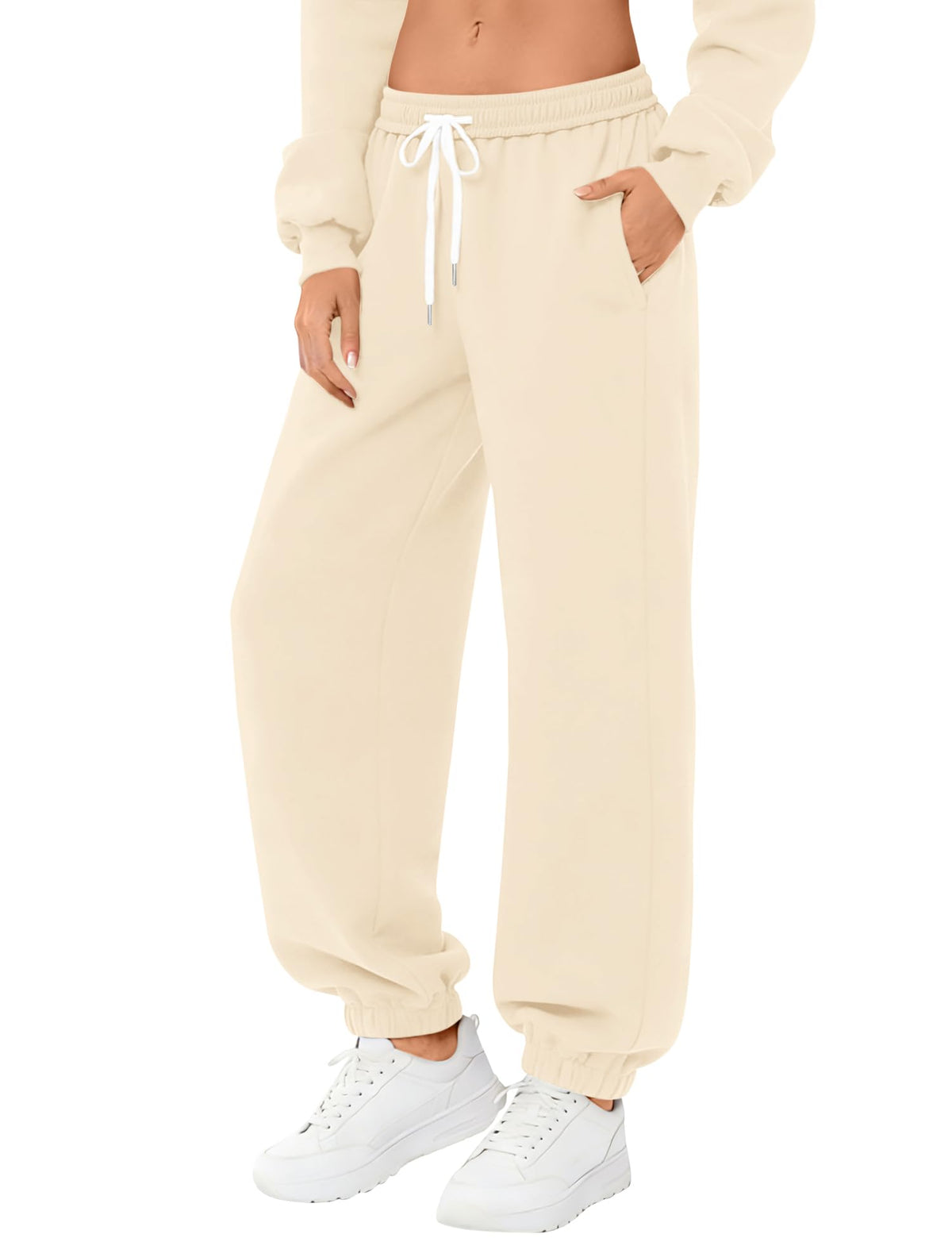 Women's Relaxed Fleece Sweatpants with Foldover Waist