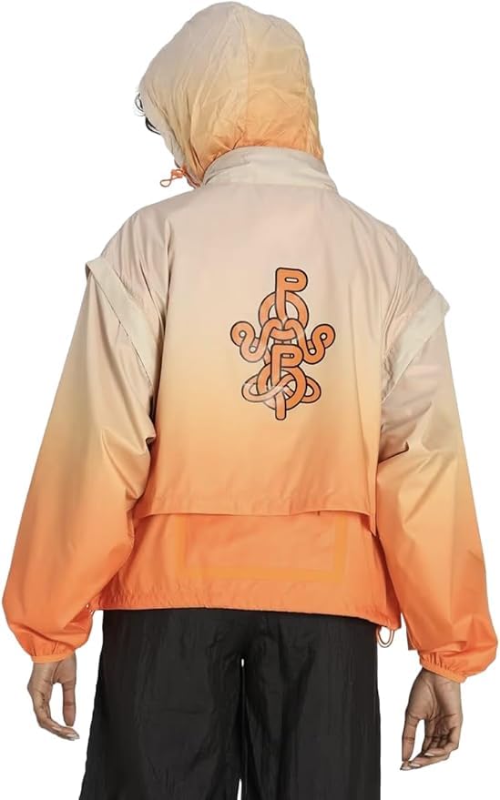 Women's Convertible-Sleeve Woven Jacket, Orange, XL