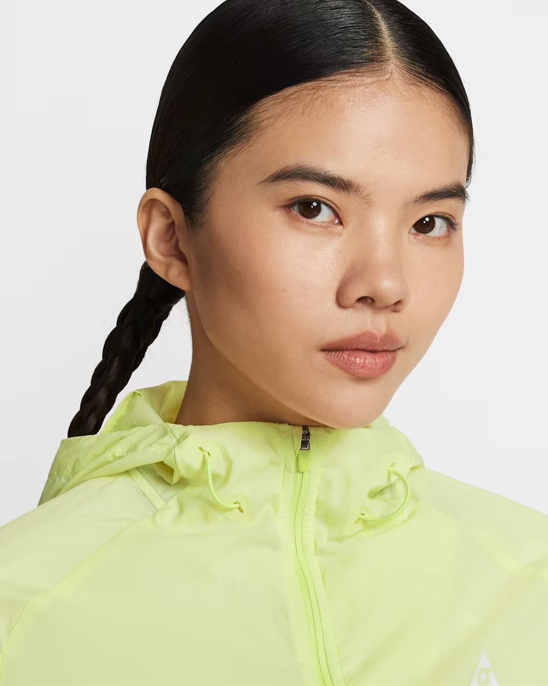 Women's Packable Nylon Running Jacket, Yellow, Medium