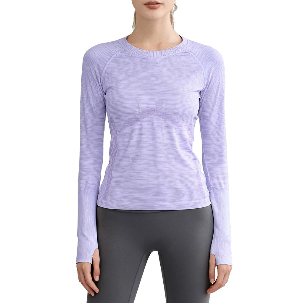 Women's Purple Long-Sleeve Round-Neck Training Top