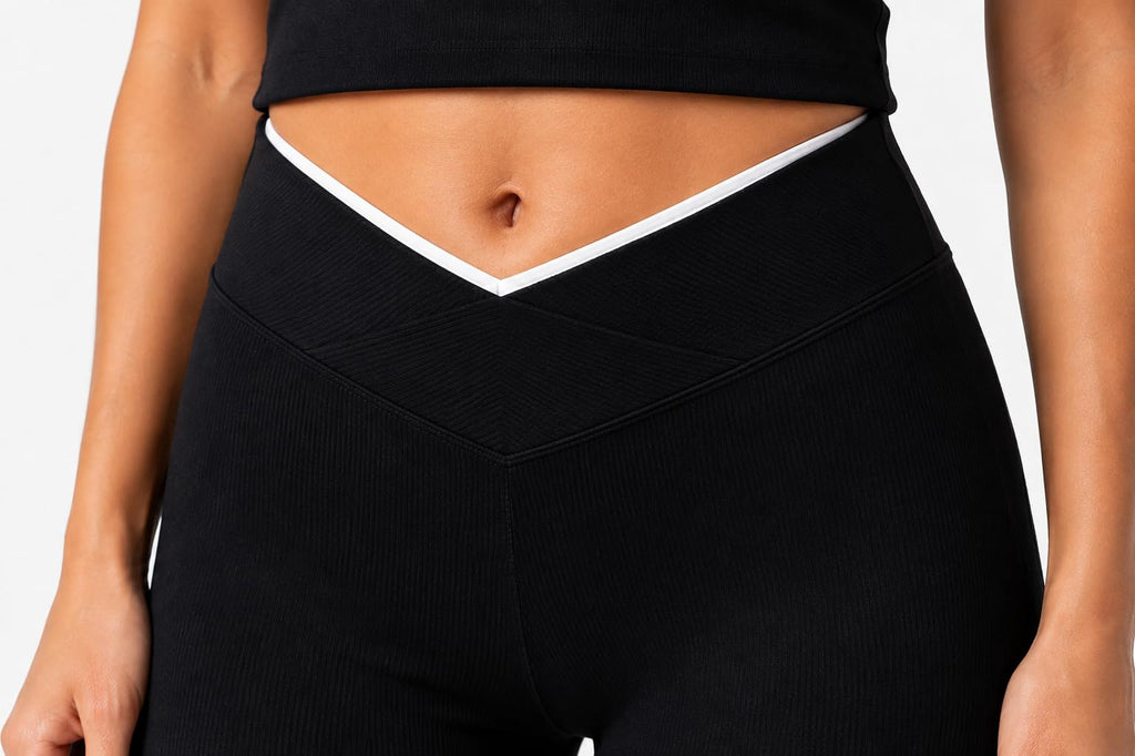 Women's Ribbed Crop Tank and Flared Yoga Pants Set