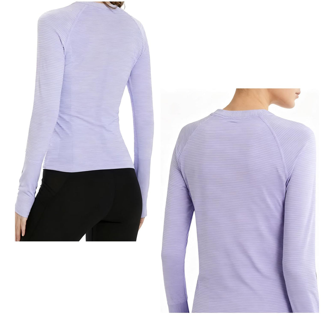Women's Purple Long-Sleeve Round-Neck Training Top