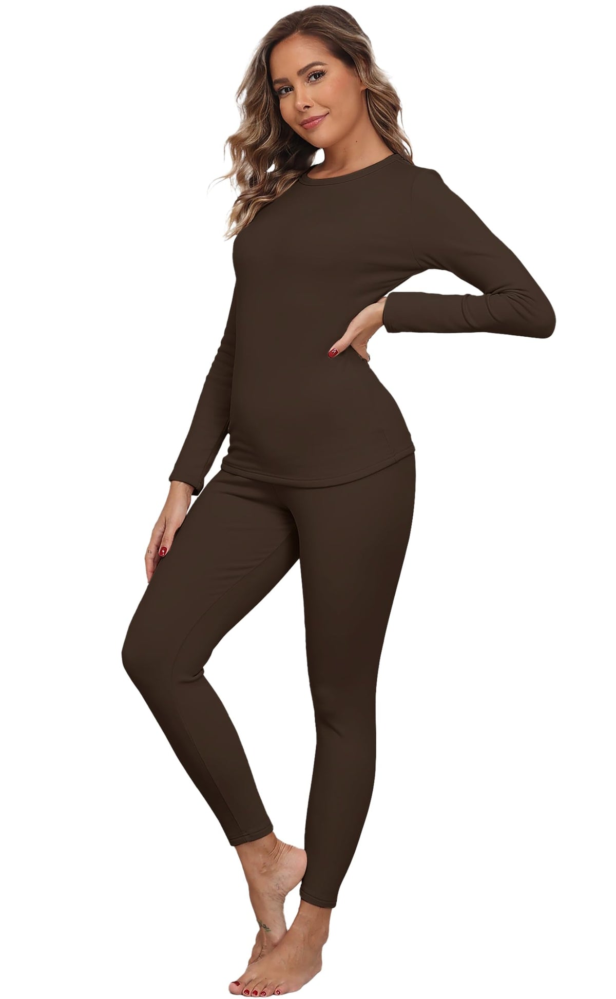 Women's Fleece-Lined Thermal Top and Leggings Set