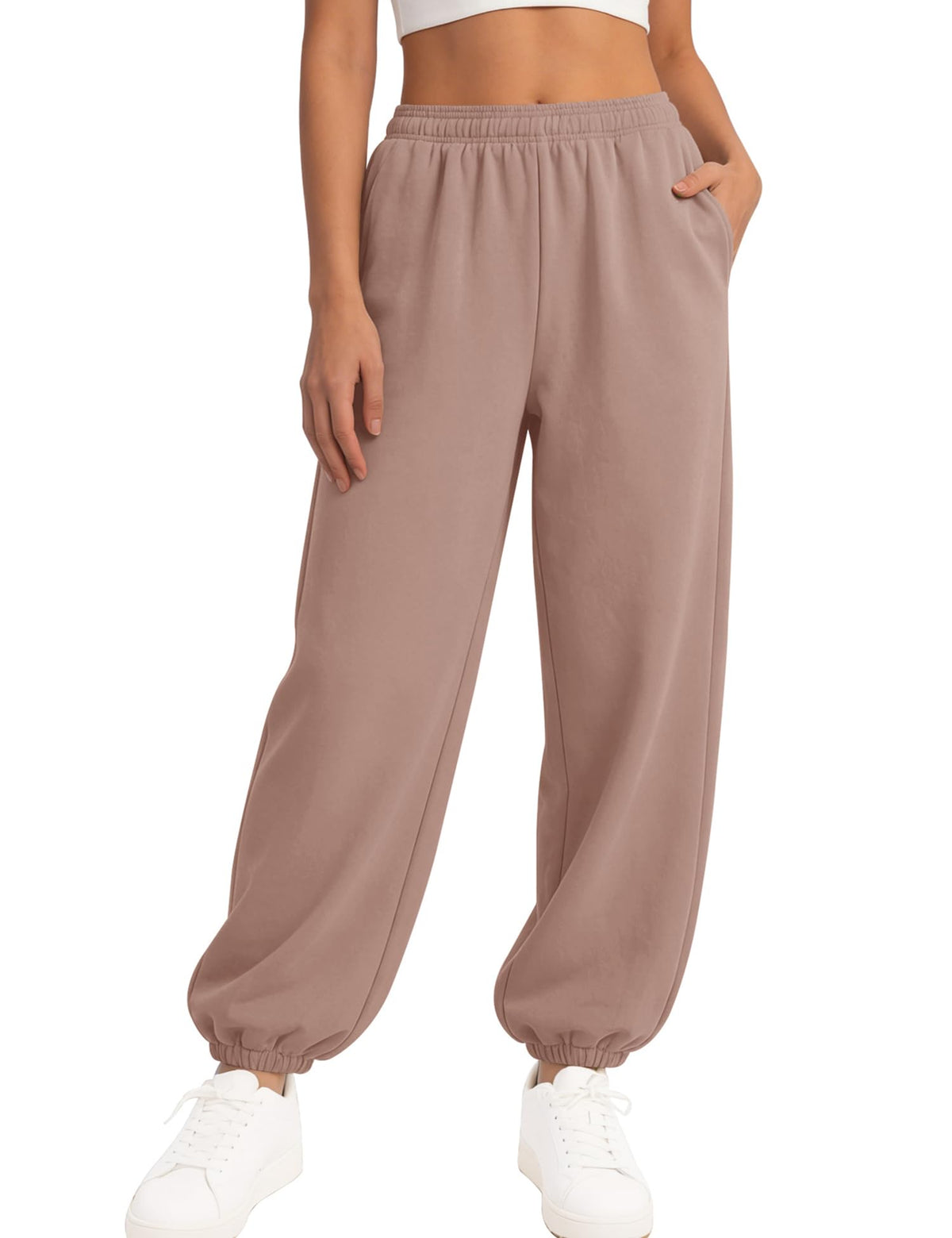 Women's Relaxed Fleece Sweatpants with Foldover Waist