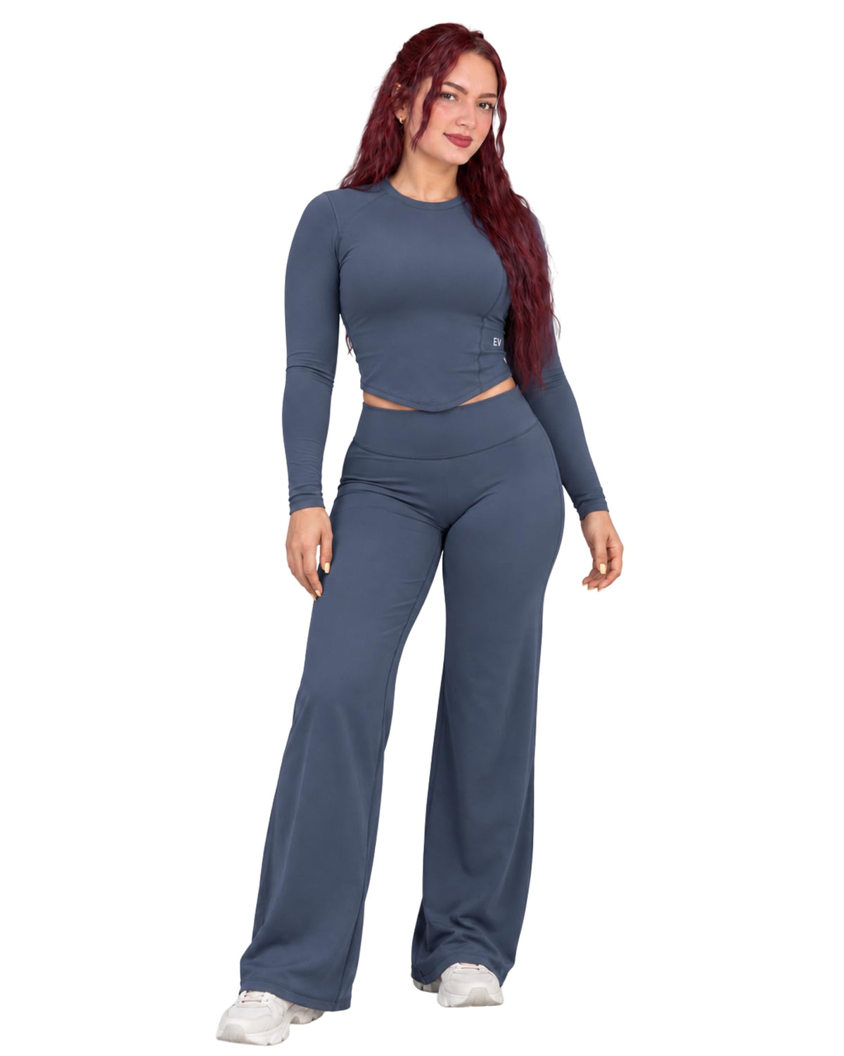 Women's Long-Sleeve Top and Wide-Leg Pants Set