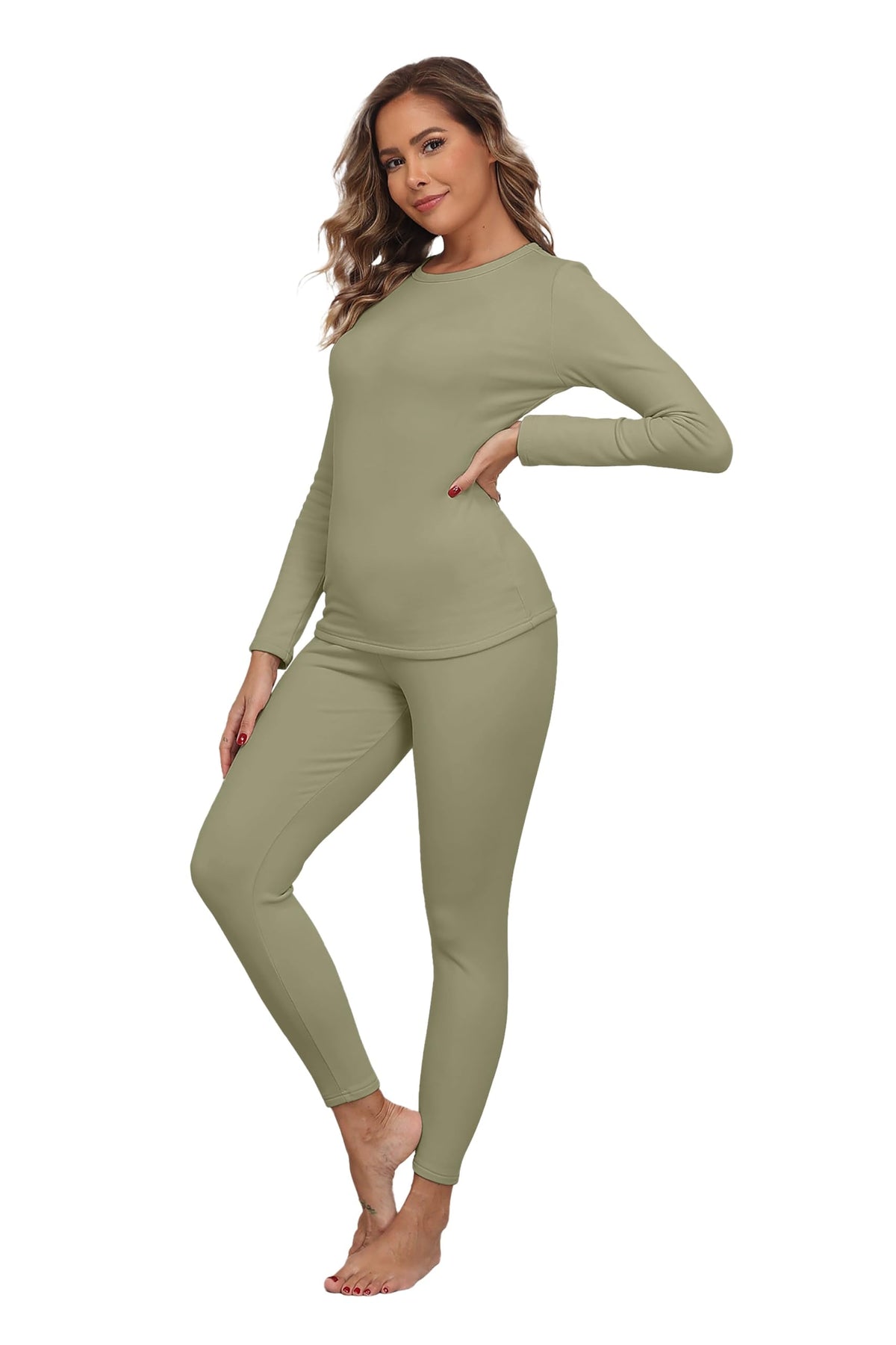 Women's Fleece-Lined Thermal Top and Leggings Set