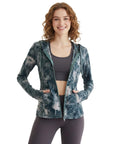 Women's Tie-Dye Hooded Training Jacket with Zip Pockets