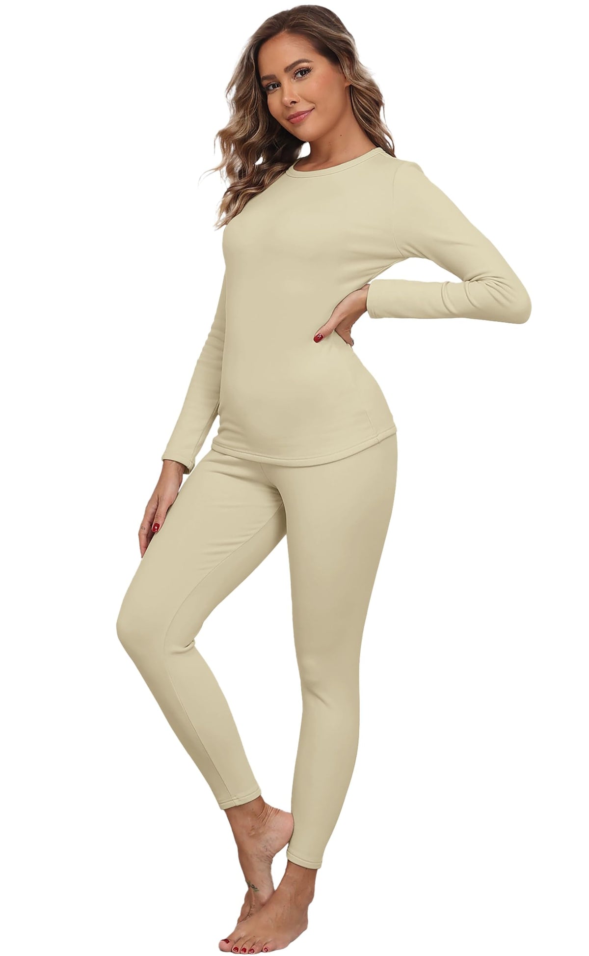 Women's Fleece-Lined Thermal Top and Leggings Set