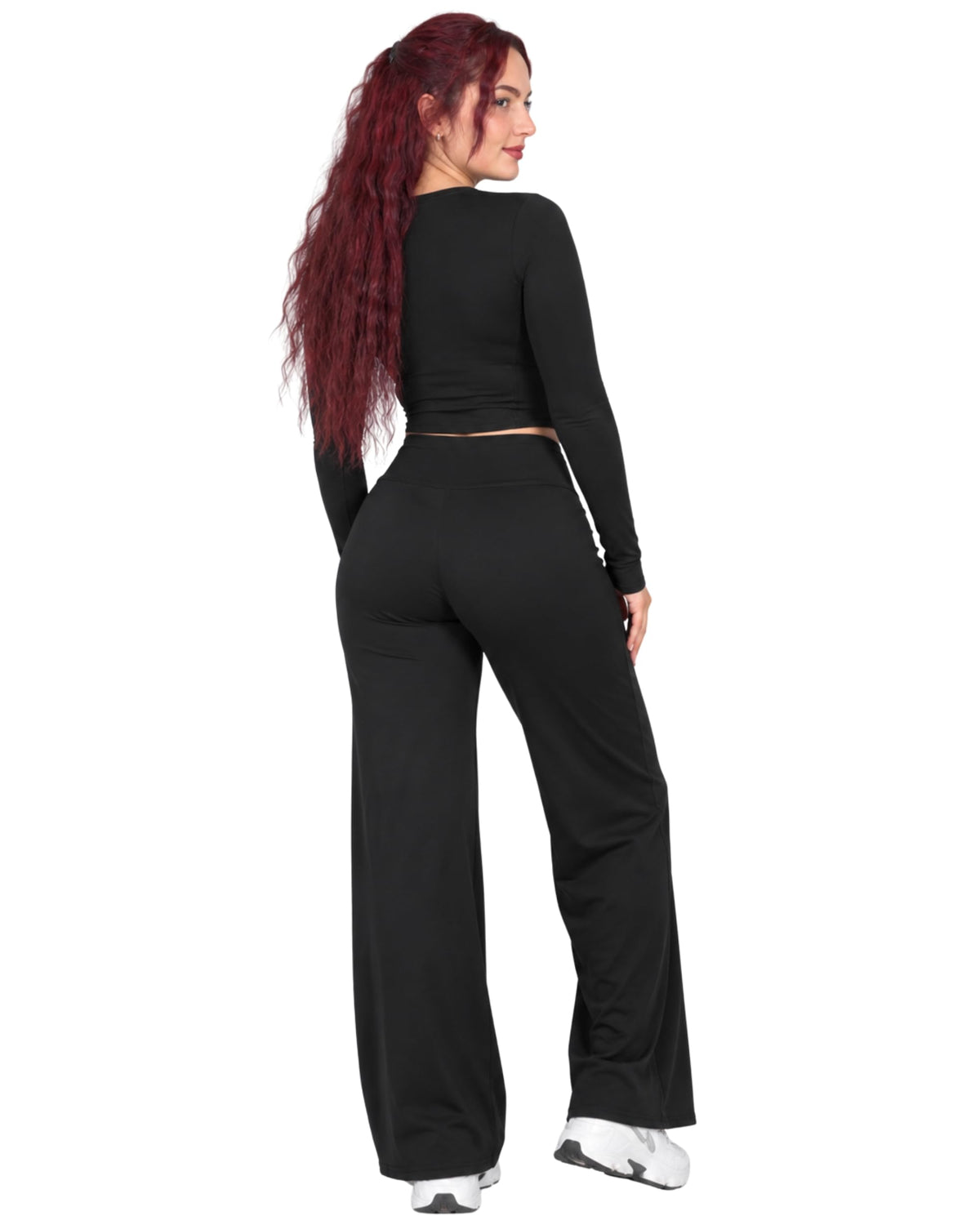 Women's Long-Sleeve Top and Wide-Leg Pants Set
