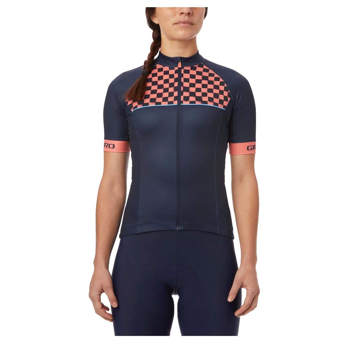 Women's Cycling Jersey, Midnight Blue Checks, X-Small