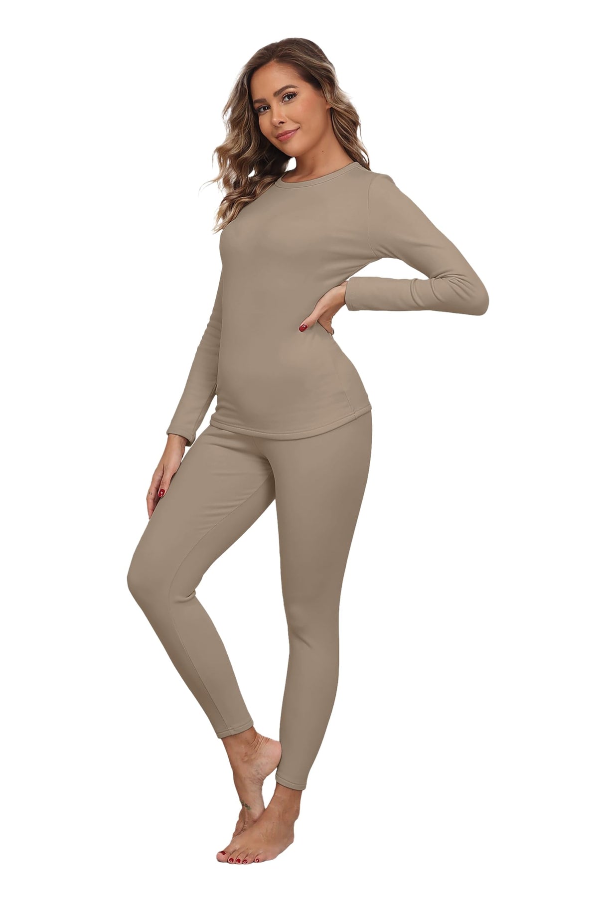 Women's Fleece-Lined Thermal Top and Leggings Set