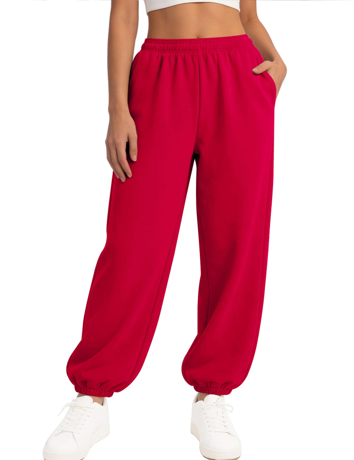 Women's Relaxed Fleece Sweatpants with Foldover Waist