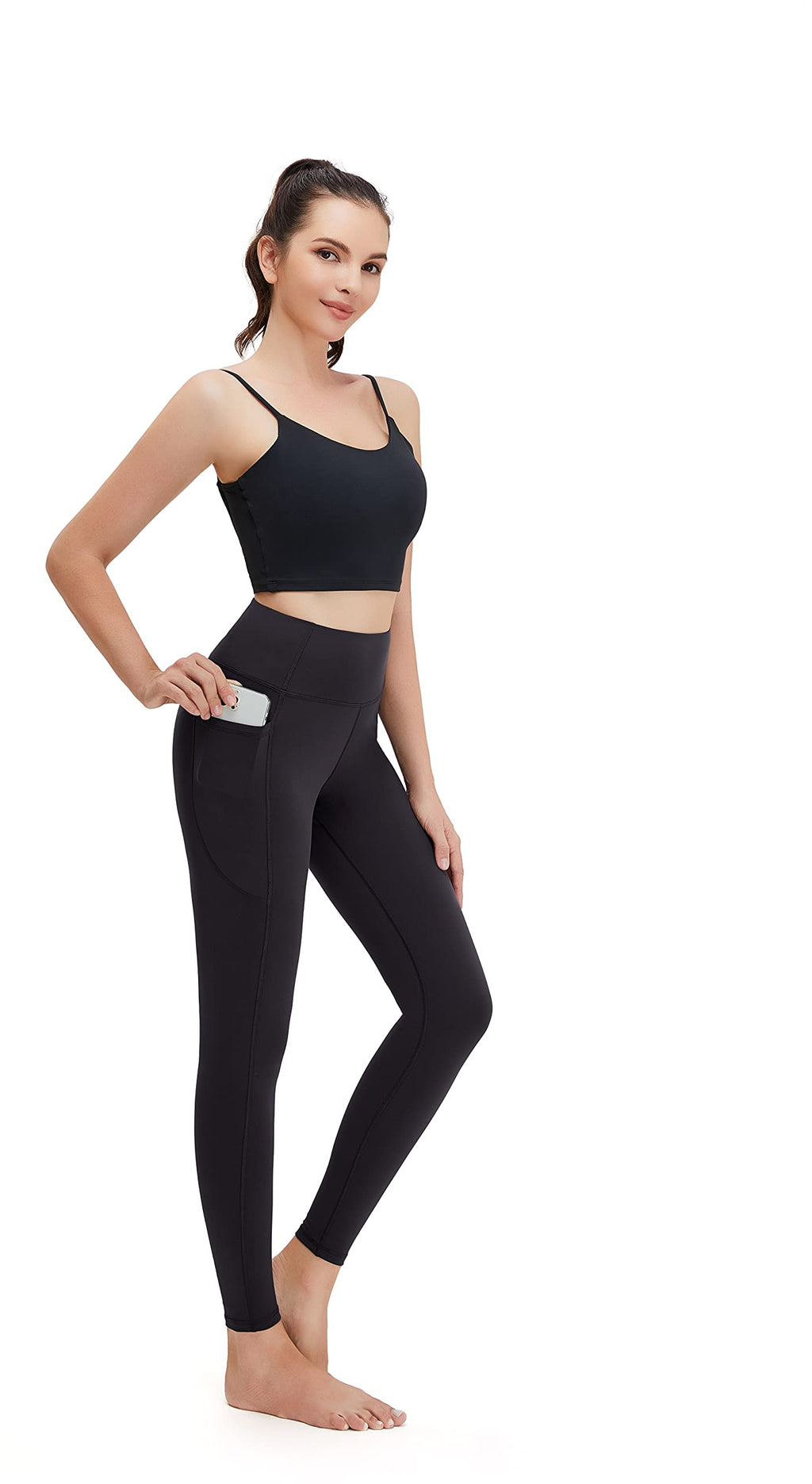 Women's High-Waist Yoga Leggings with Side Pockets, 25 in