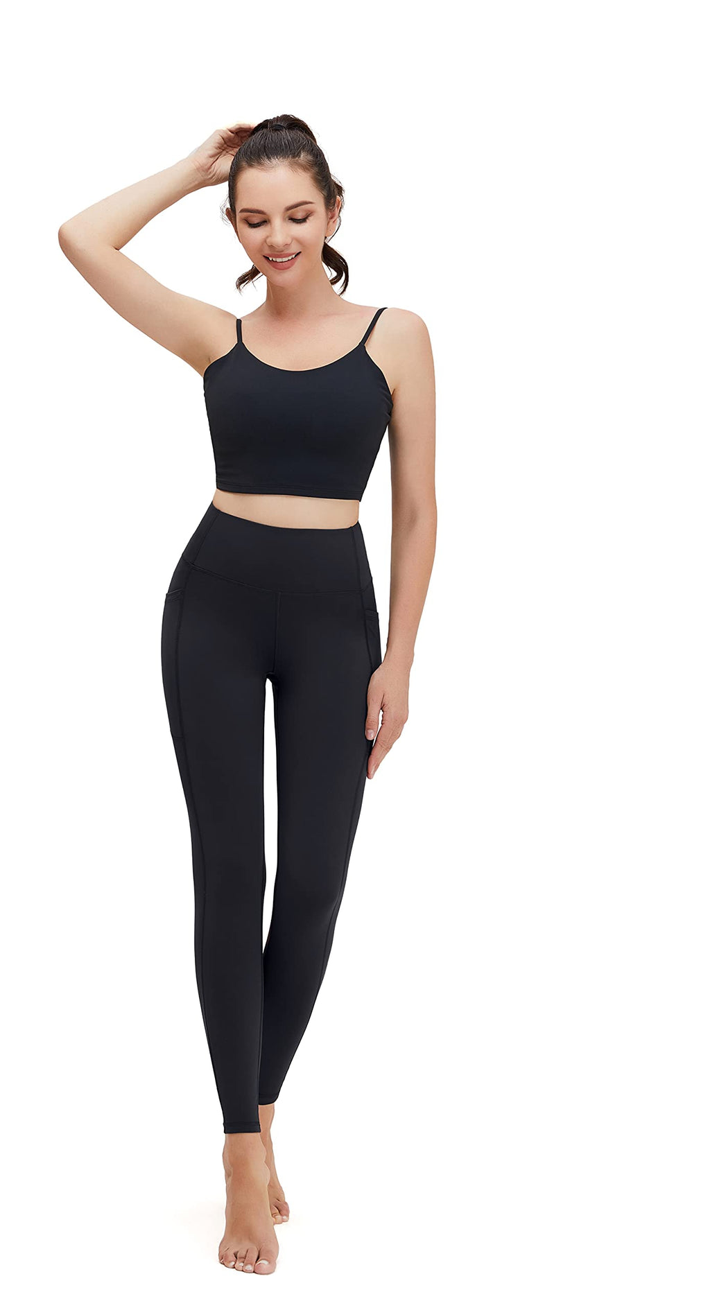 Women's High-Waist Yoga Leggings with Side Pockets, 25 in
