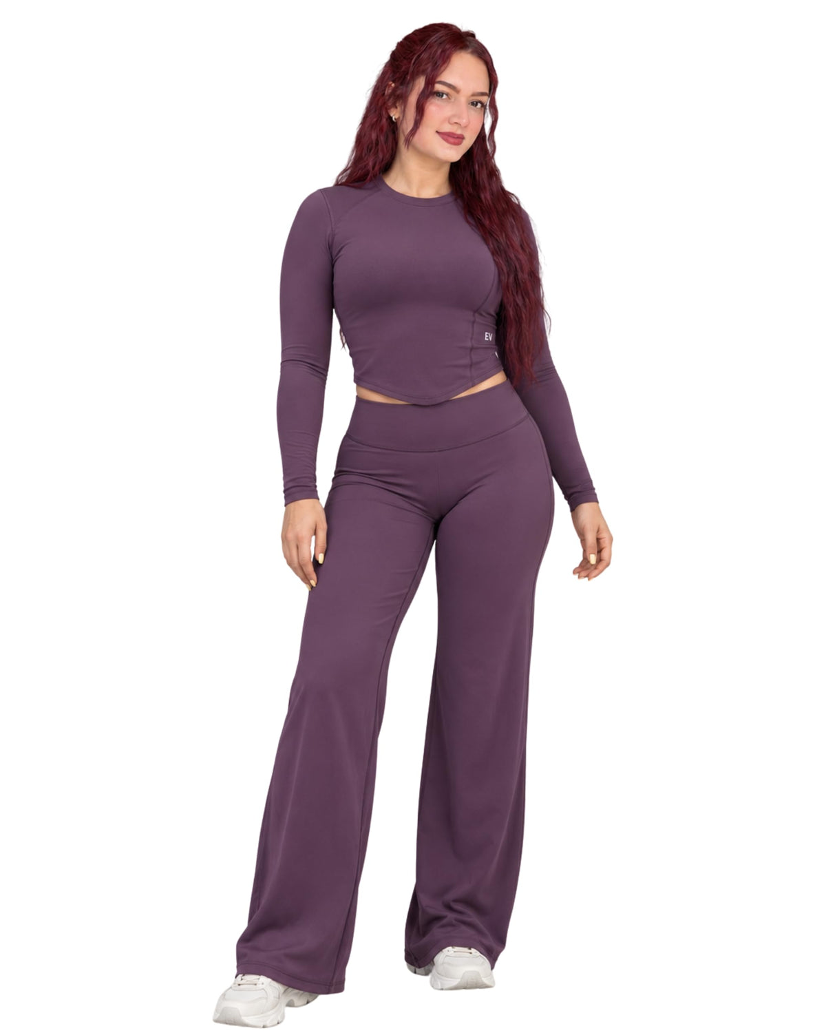 Women's Long-Sleeve Top and Wide-Leg Pants Set