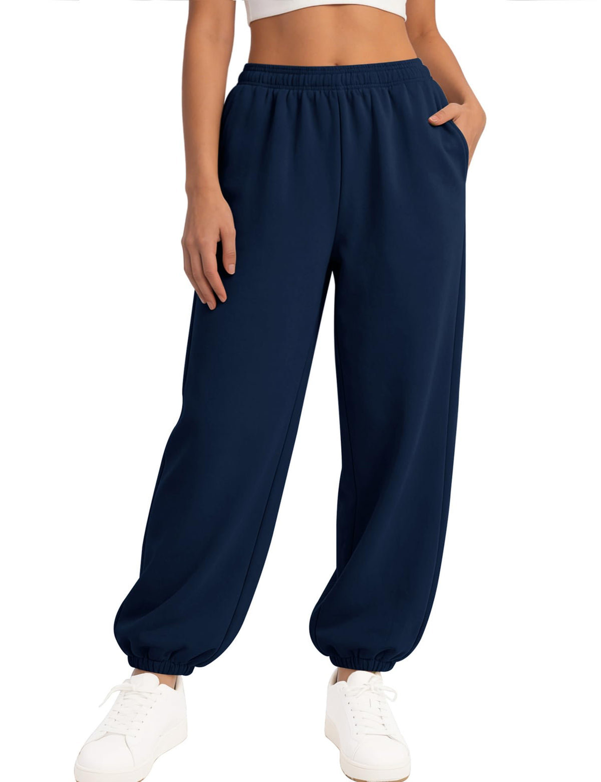 Women's Relaxed Fleece Sweatpants with Foldover Waist