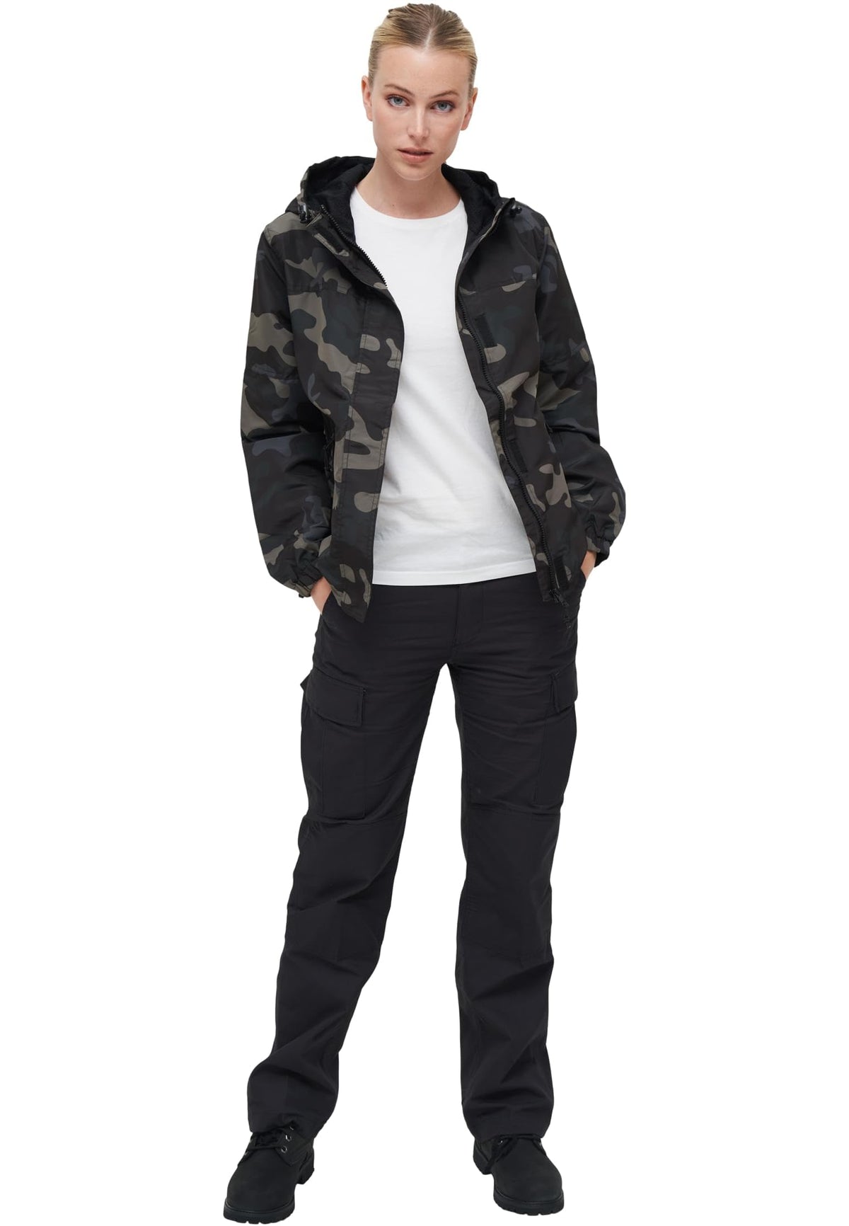 Women's Mesh-Lined Windbreaker, Dark Camo, XS