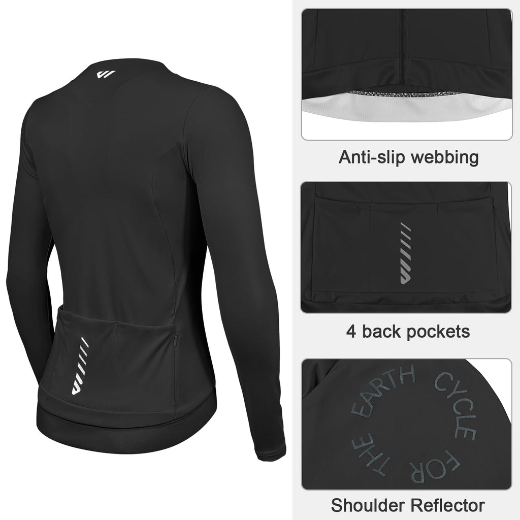 Women's Thermal Long-Sleeve Cycling Top with Rear Pockets