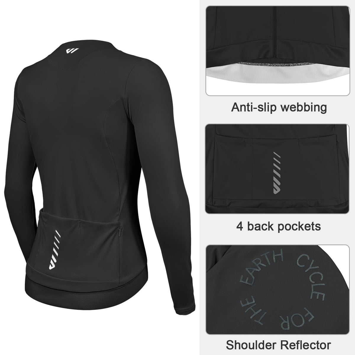 Women's Thermal Long-Sleeve Cycling Top with Rear Pockets