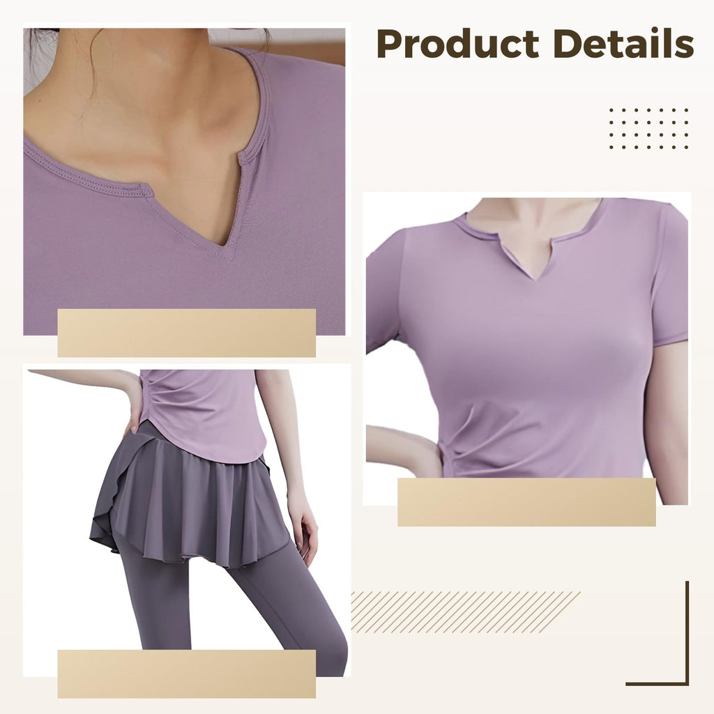 Women's V-Neck Top and High-Waist Leggings Set, XXL