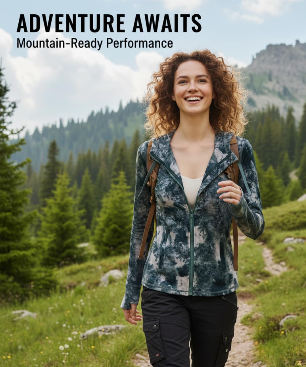 Women's Tie-Dye Hooded Training Jacket with Zip Pockets