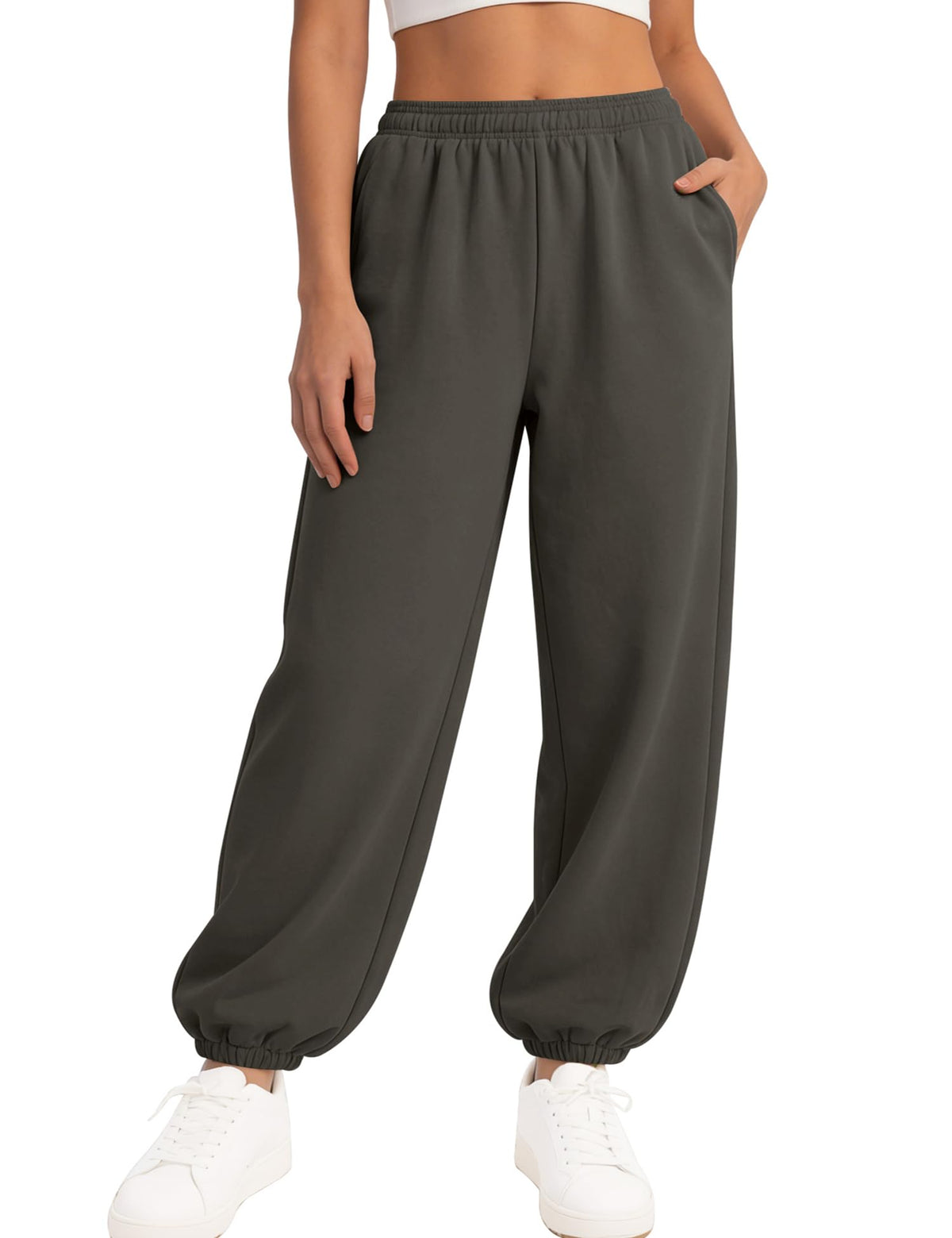 Women's Relaxed Fleece Sweatpants with Foldover Waist