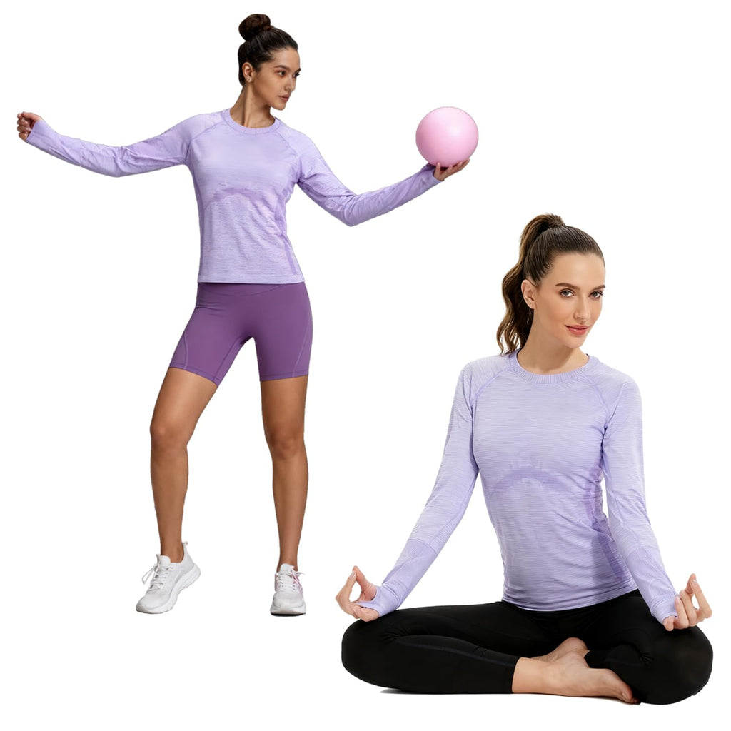 Women's Purple Long-Sleeve Round-Neck Training Top