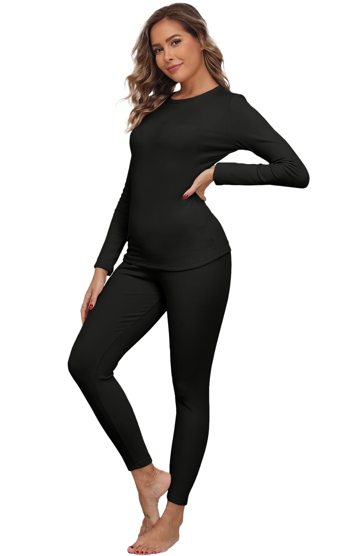 Women's Fleece-Lined Thermal Top and Leggings Set