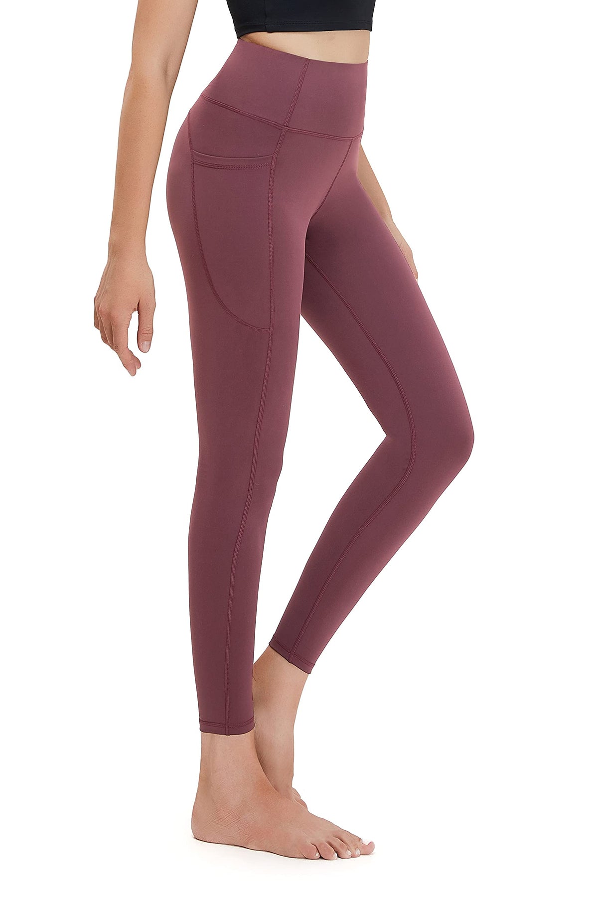 Women's High-Waist Yoga Leggings with Side Pockets, 25 in