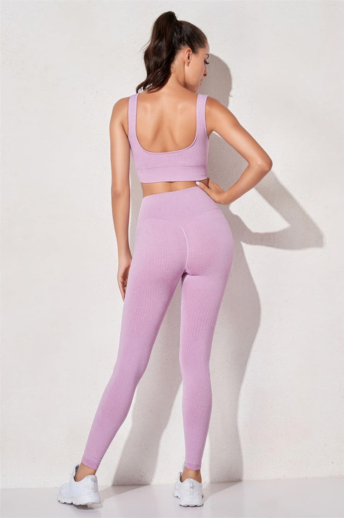 Women's Seamless Crop Top and Full-Length Leggings Set
