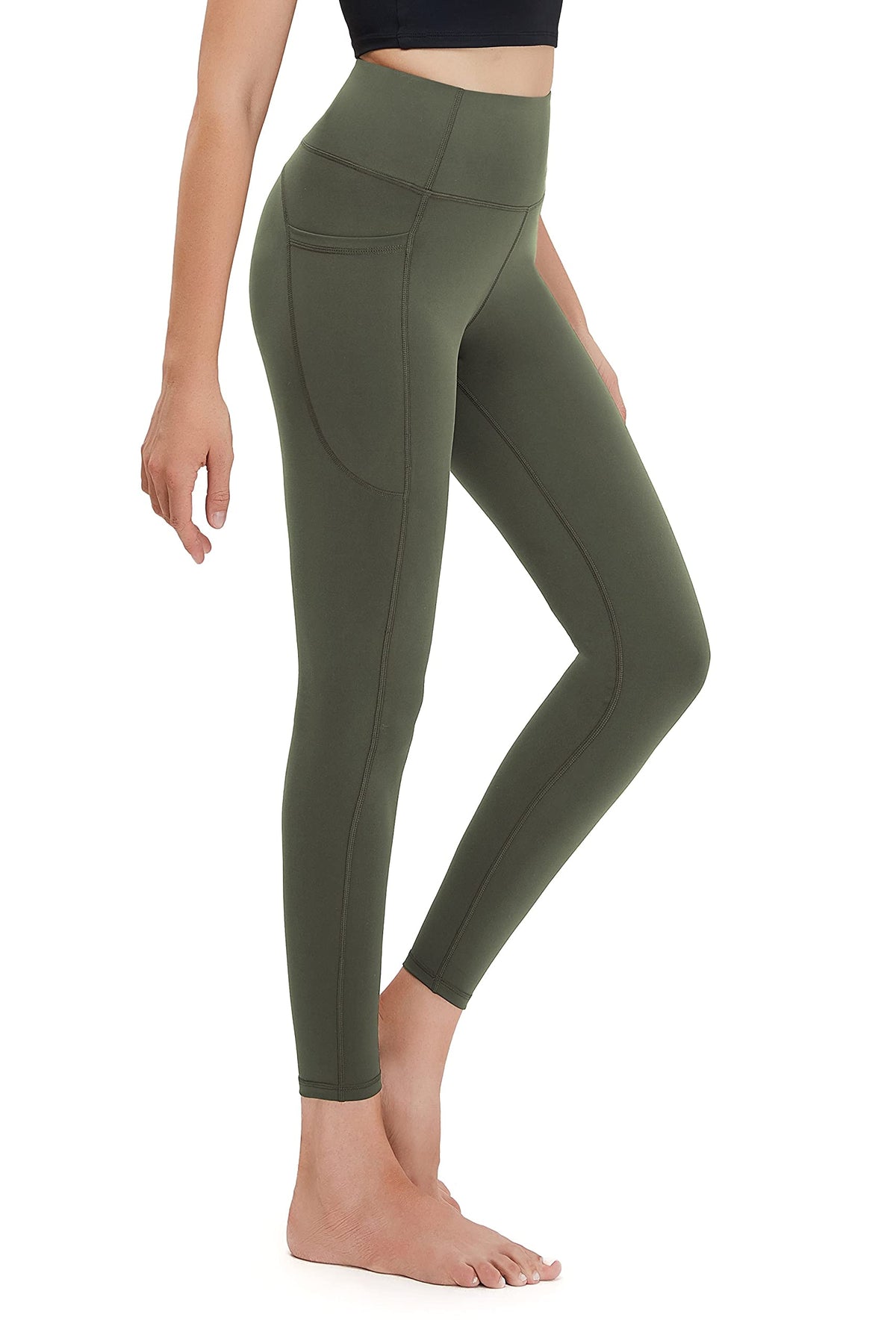 Women's High-Waist Yoga Leggings with Side Pockets, 25 in