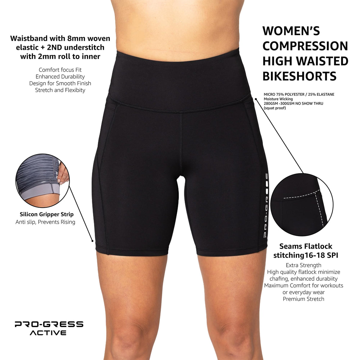 Women's Compression Bike Shorts with Small Pocket