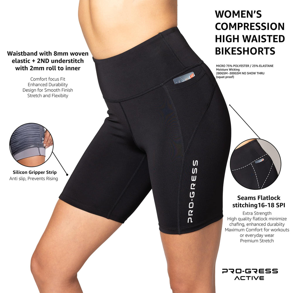 Women's Compression Bike Shorts with Small Pocket