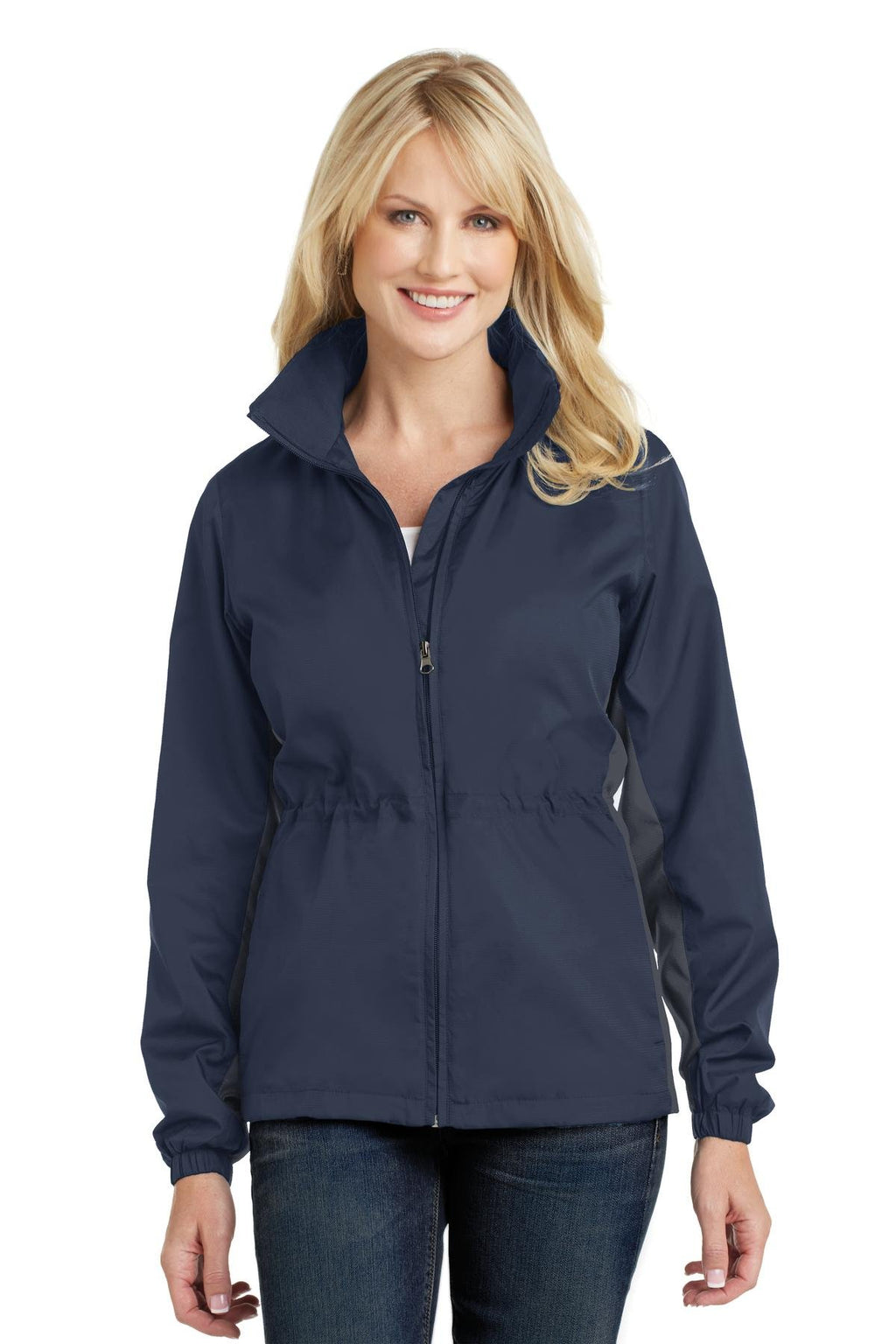 Women's Lined Wind Jacket, Navy/Grey, 3XL