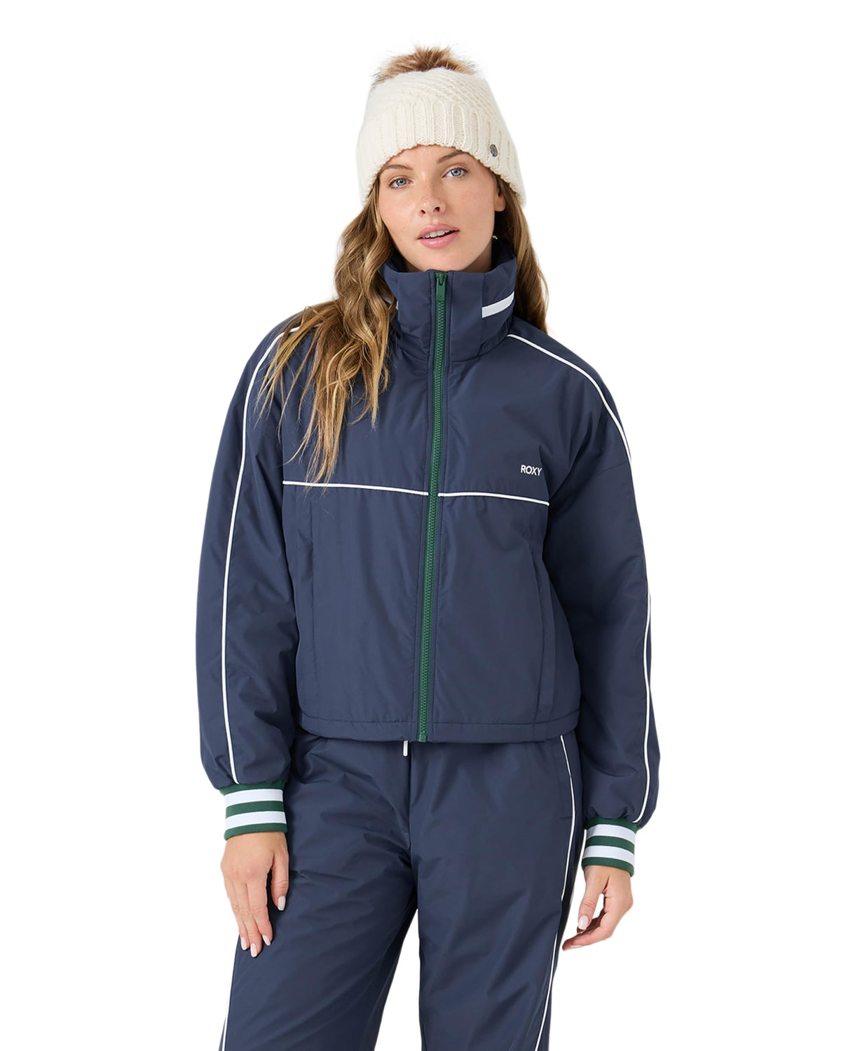 Women's Lightweight Insulated Track Jacket with Hidden Hood