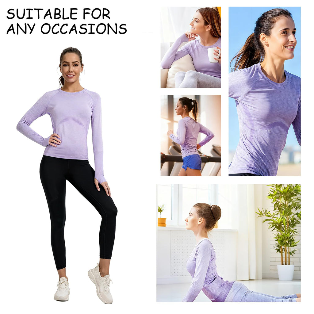 Women's Purple Long-Sleeve Round-Neck Training Top
