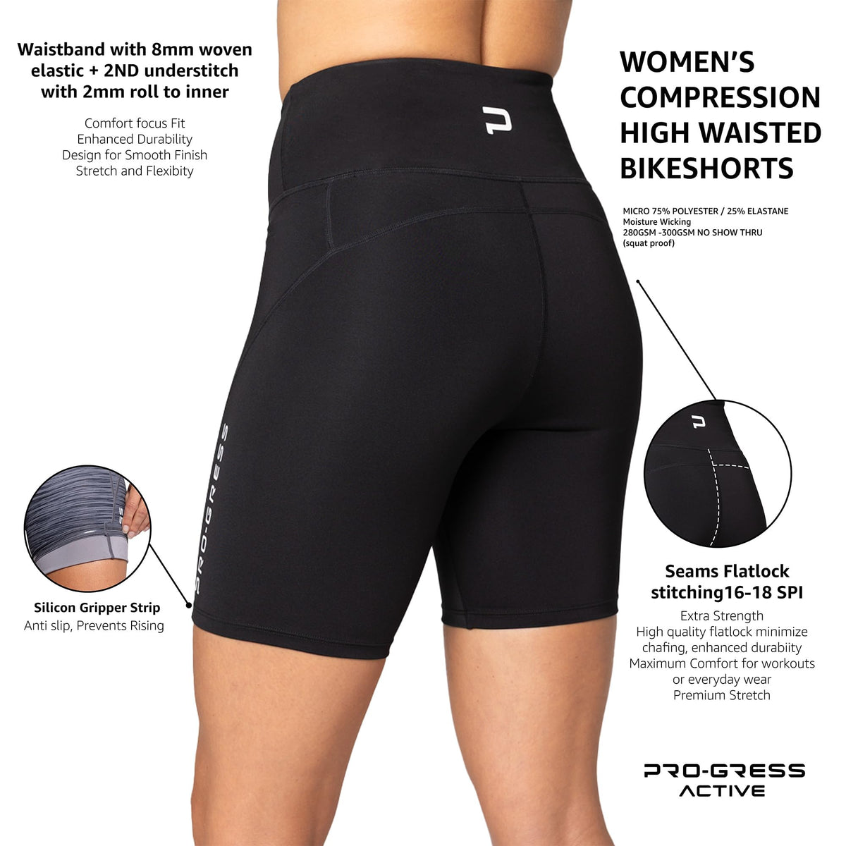 Women's Compression Bike Shorts with Small Pocket