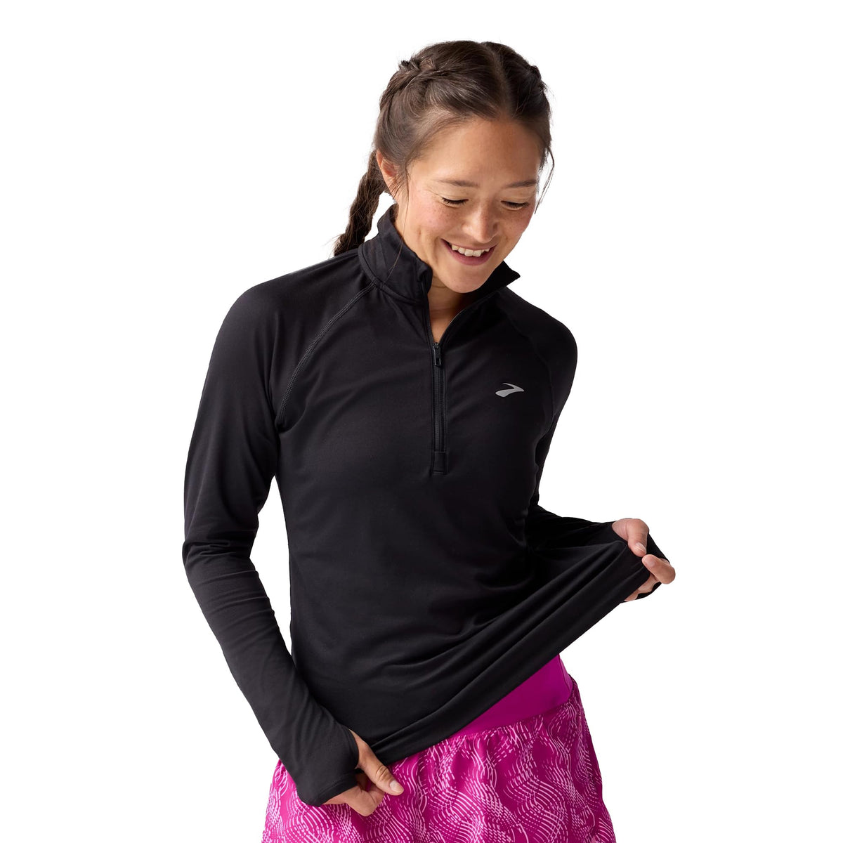 Women's Stretch Half-Zip Running Top with Watch Window
